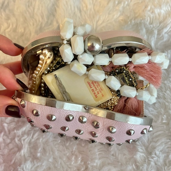 Handbags - Mystery Jewelry Bundle in Pink Heart Clutch